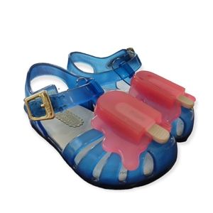 MINI MELISSA Blue with Pink Popsicle Jelly Sandals, Toddler Girl Size 5